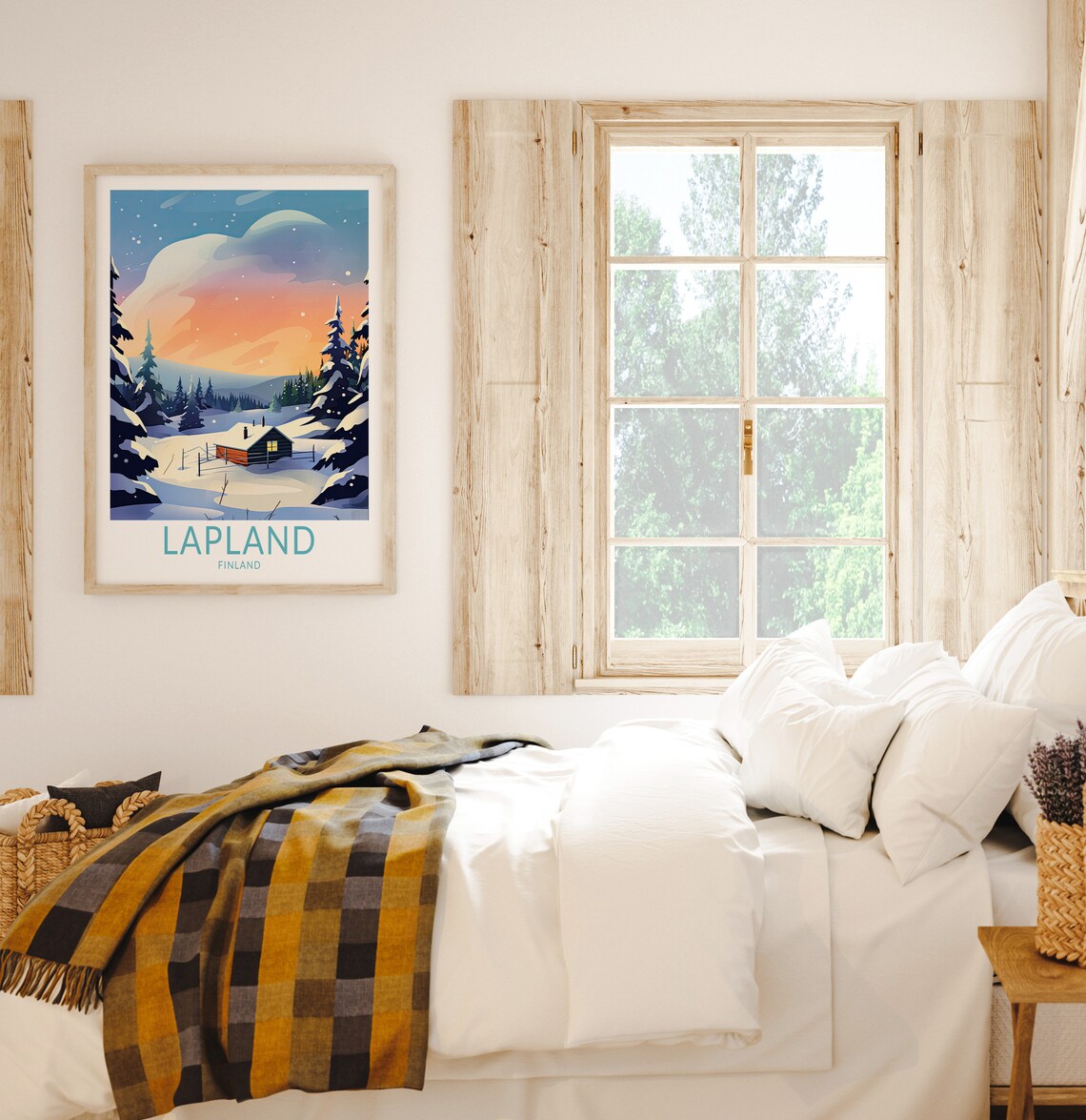 Lapland Finland Northern Lights Travel Poster - Image 2