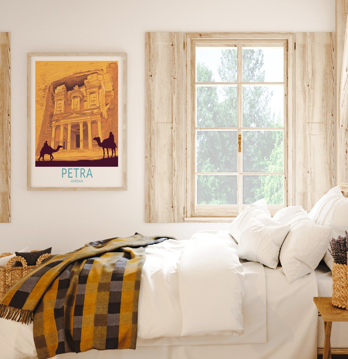 Petra Jordan Treasury Golden Facade Camel Silhouettes Travel Poster - Image 2
