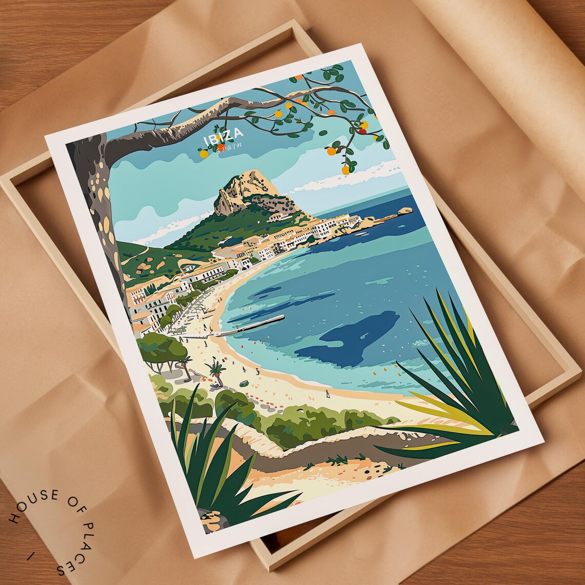 Ibiza Spain Beach Bay With Title at the Top Vintage Travel Poster - Image 2