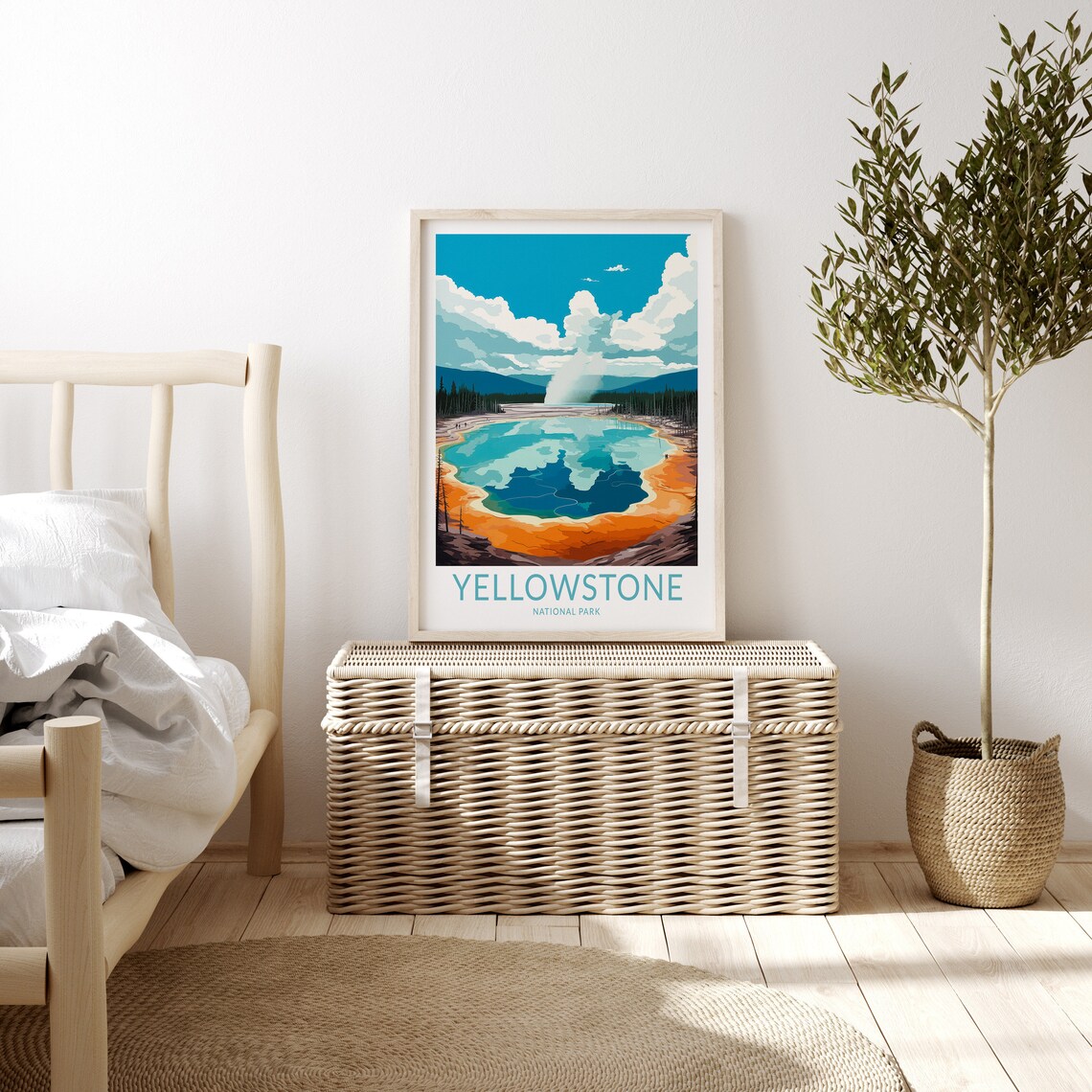 Yellowstone National Parks Travel Poster, Wyoming - Image 3