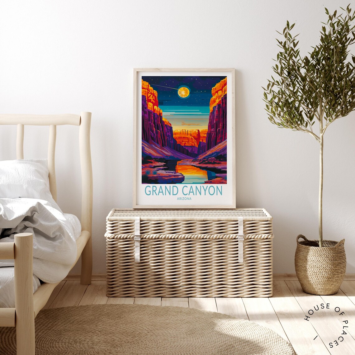 Grand Canyon Moonlit Night River Canyon Retro Travel Poster Art - Image 4