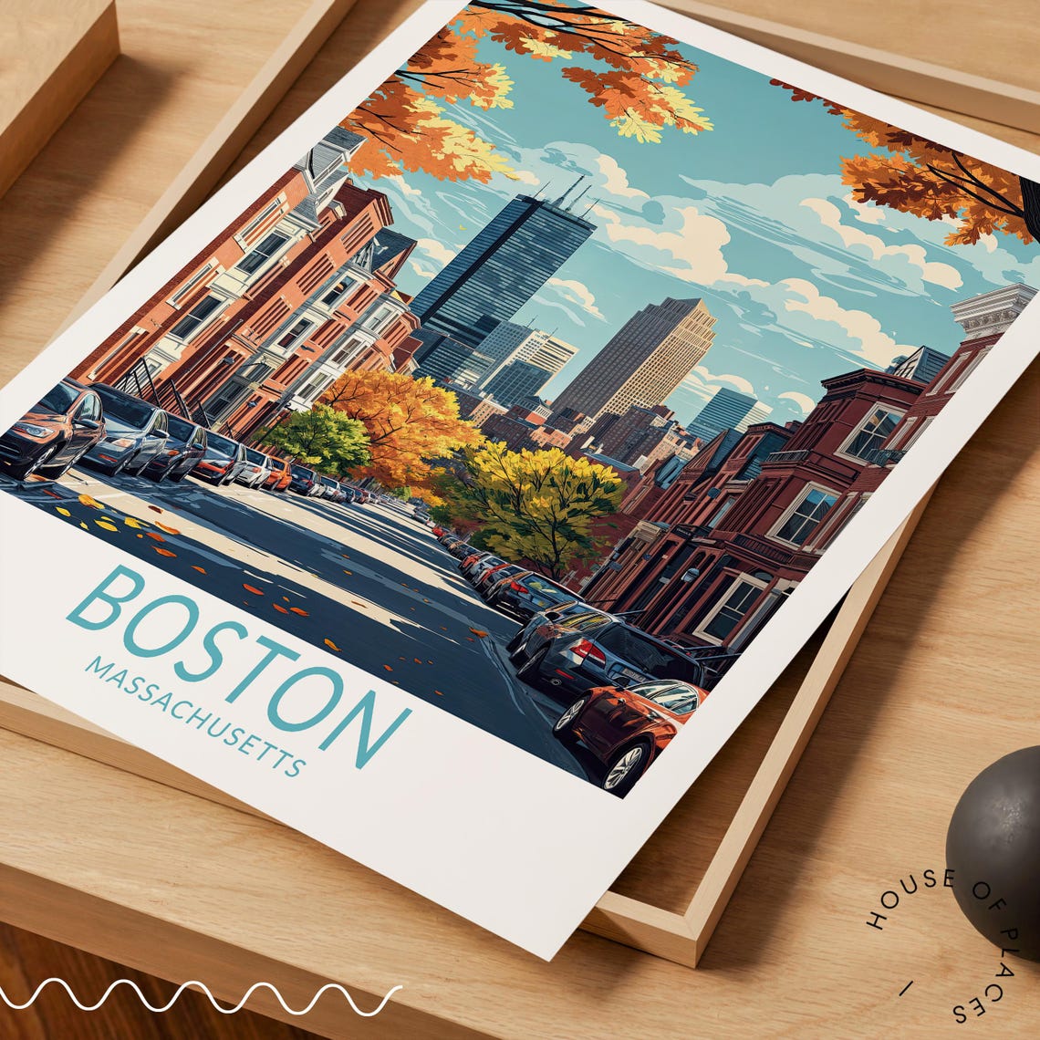 Boston Massachusetts Travel Poster Massachusetts City Wall Art Massachussetts City Poster Personalised Gifts Birthday Gifts - Image 3