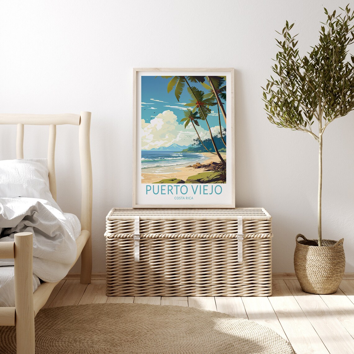 Puerto Viejo Costa Rica Retro Travel Poster With Palm Beach Scene - Image 3