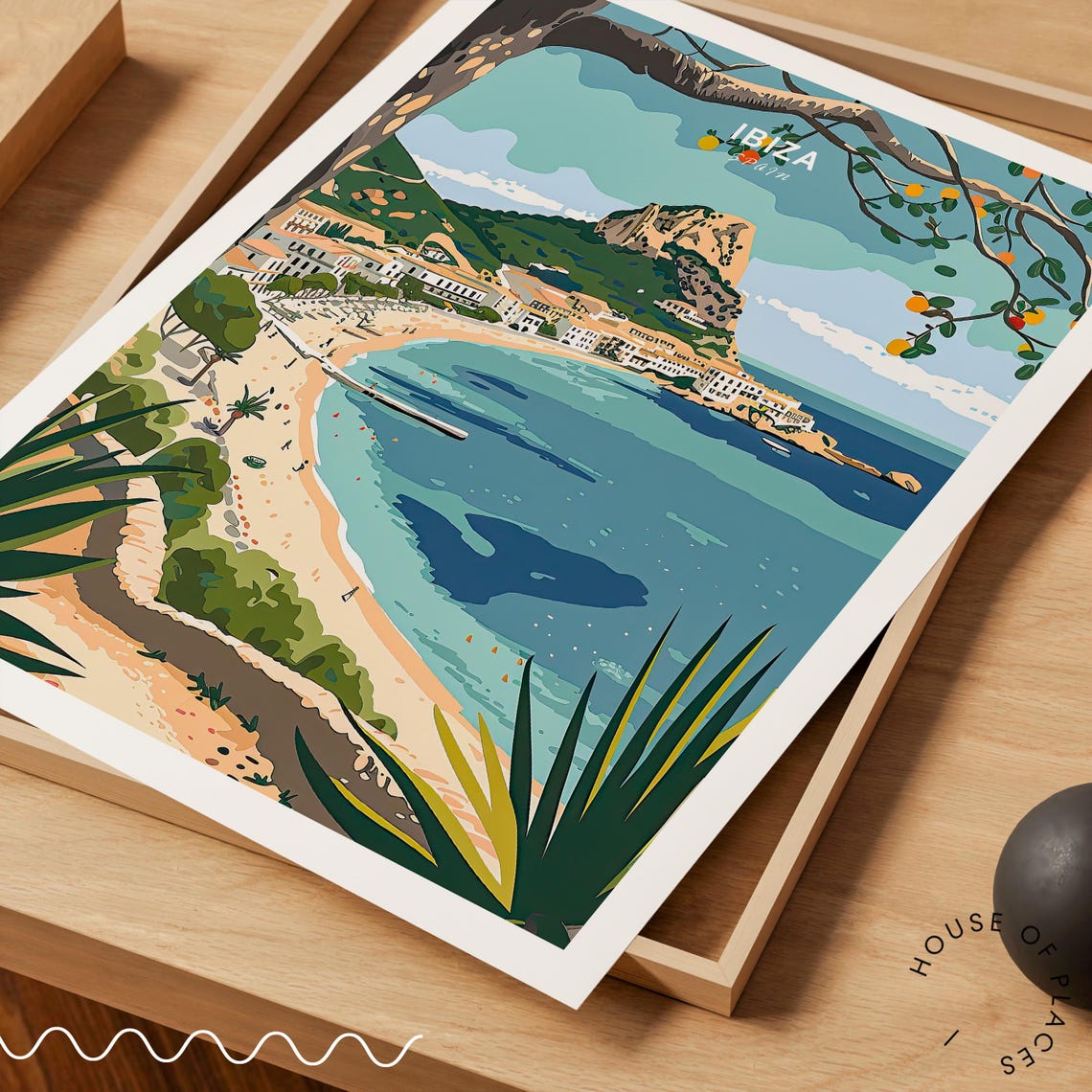 Ibiza Spain Beach Bay With Title at the Top Vintage Travel Poster - Image 3