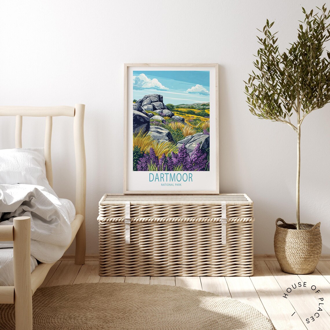 Dartmoor National Park Granite Tors Above Purple Heather and Golden Grass Poster - Image 2