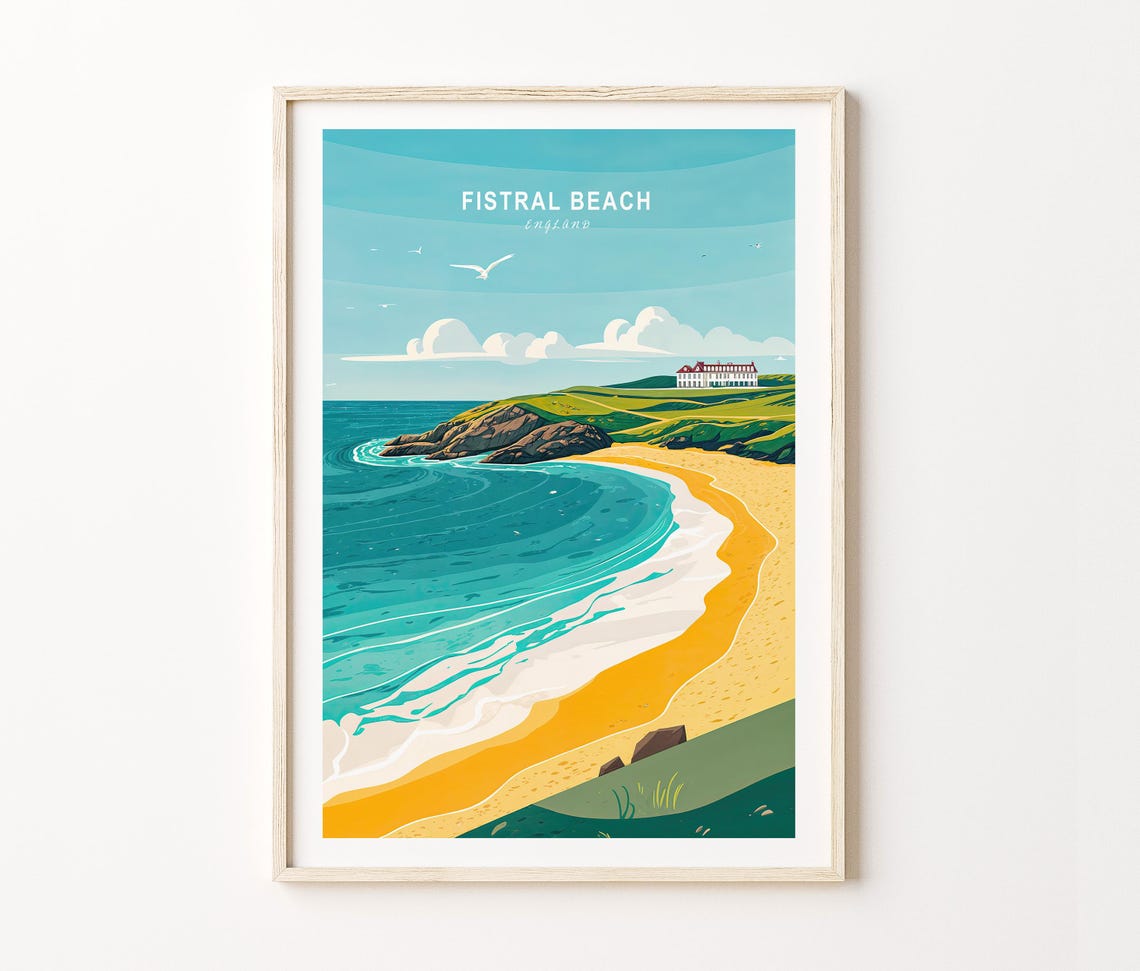 Fistral Beach Travel Poster England Newquay Wall Art Fistral Beach Uk Print Home Decor Custom Travel Poster Birthday Gifts