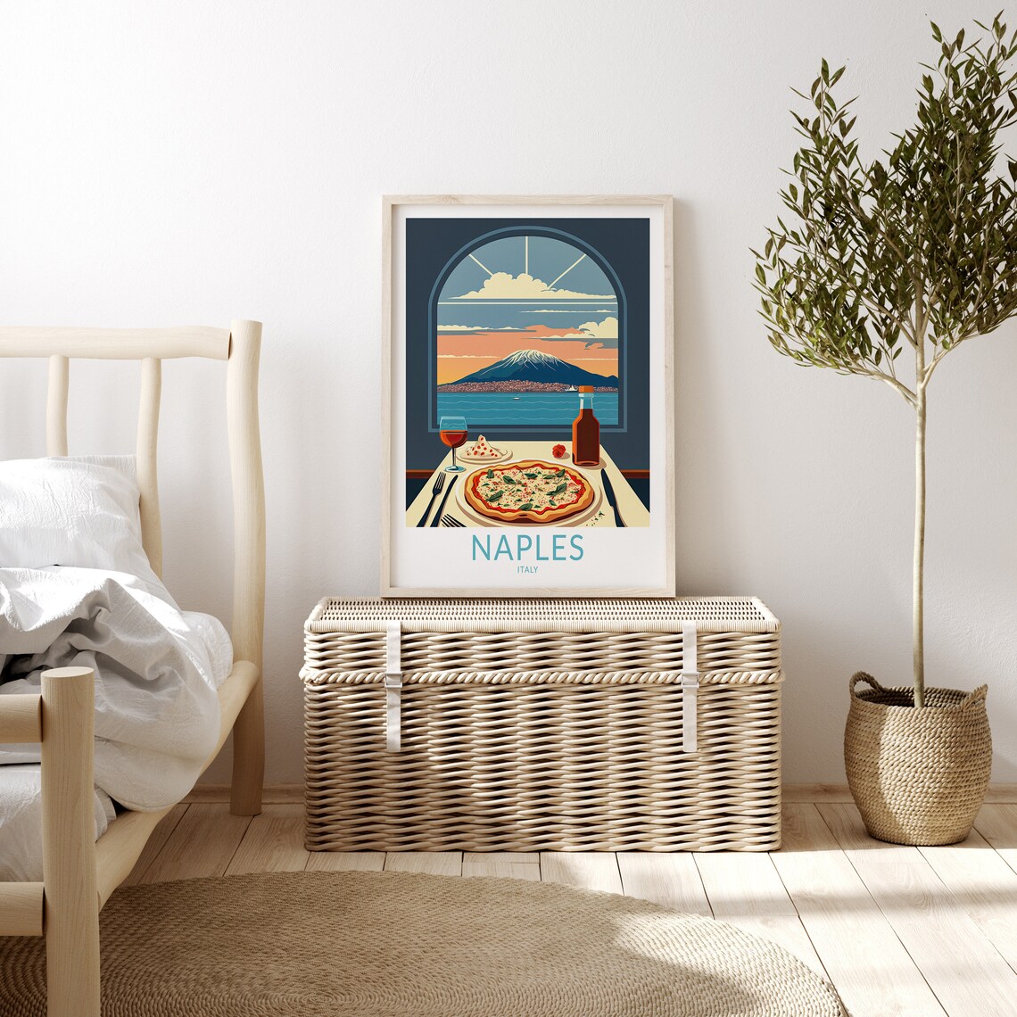 Naples City Pizza Travel Poster, Italy Art Print - Image 3