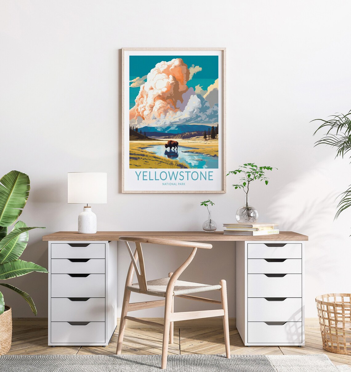 Yellowstone National Park Travel Poster, Wyoming - Image 2