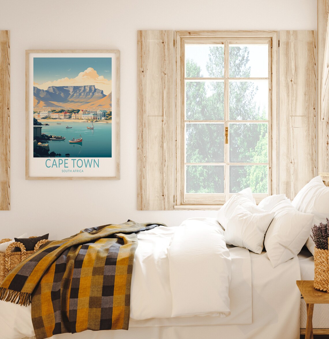 Cape Town South Africa Table Mountain Harbor Boats Travel Poster - Image 2
