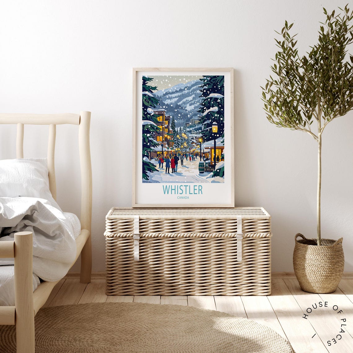 Whistler Canada Snowy Village Winter Night Ski Resort Scene Poster - Image 2