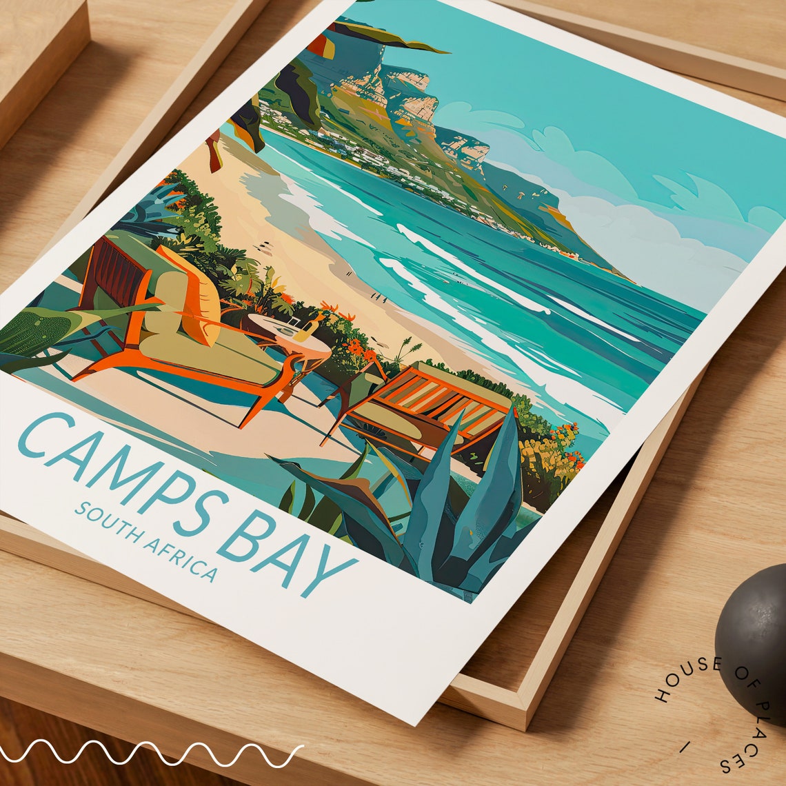 Camps Bay South Africa Poster Camps Bay Wall Art South Africa Coast Print Travel Poster Personalised Gifts Wedding Present - Image 3