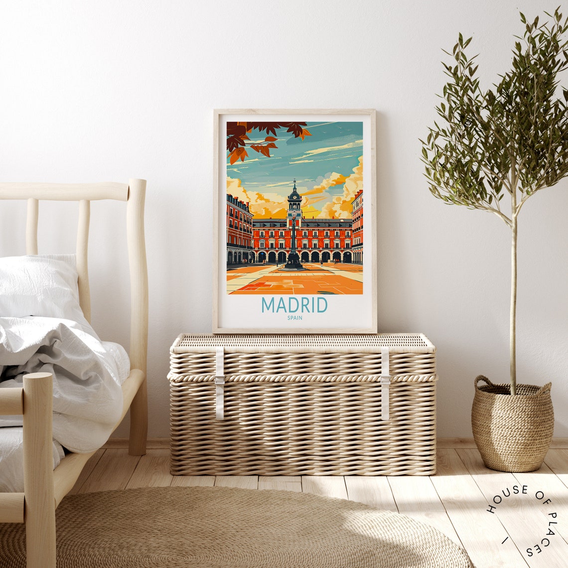 Madrid Spain Plaza Mayor Red Arcade Buildings Vintage Travel Poster - Image 4