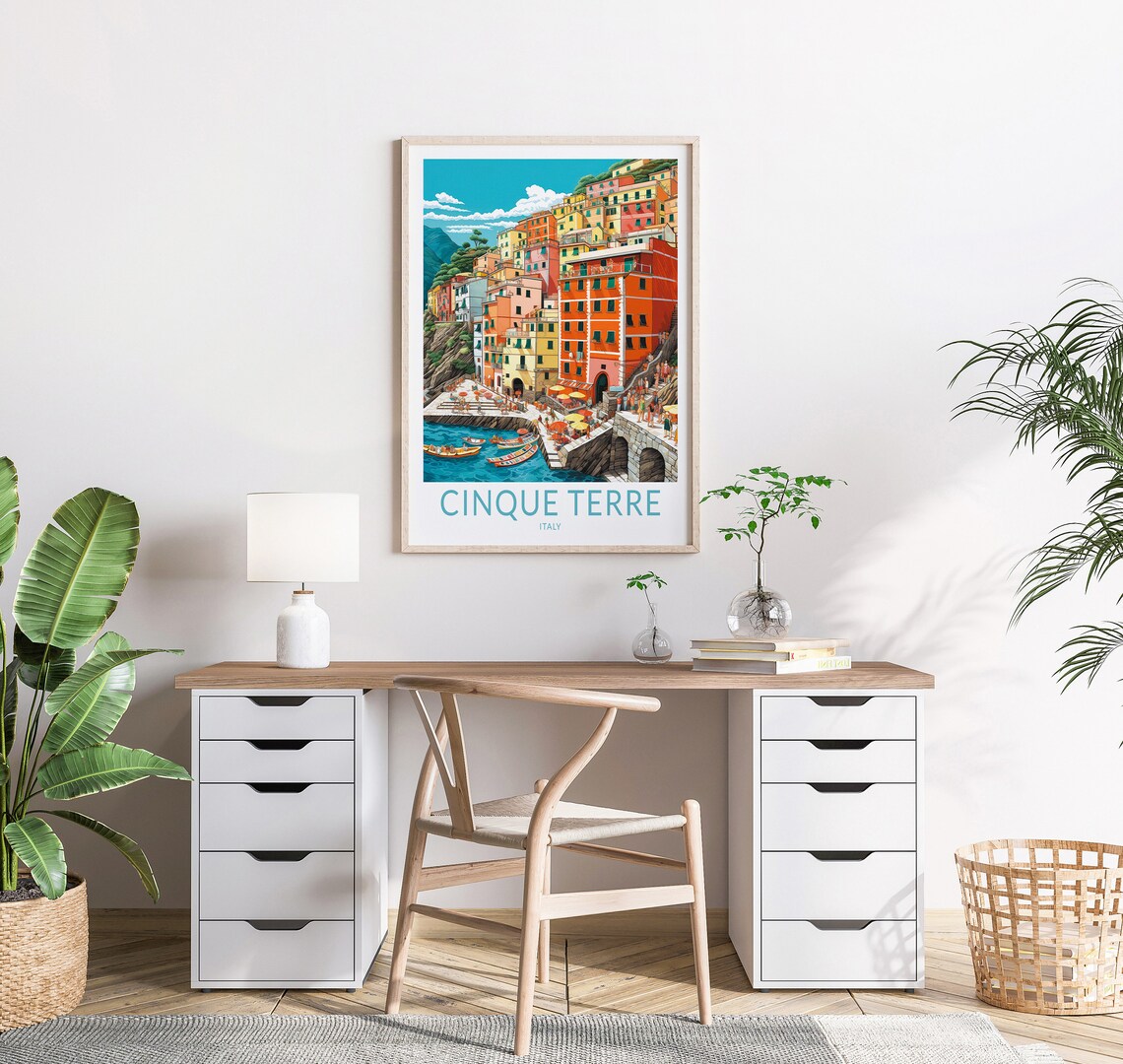 Cinque Terre Italy Travel Poster, City Wall Art - Image 2