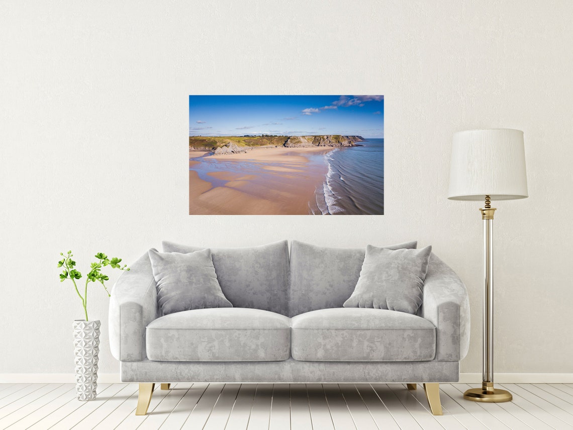 Three Cliffs Bay Gower Wales Aerial View Of Sandy Shores Poster - Image 2