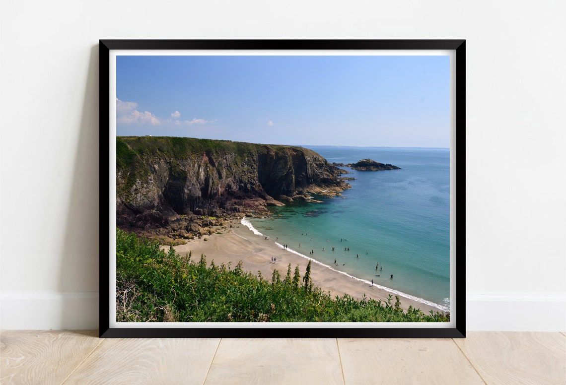Caerfai Beach St Davids Pembrokeshire Wales Turquoise Cove Print