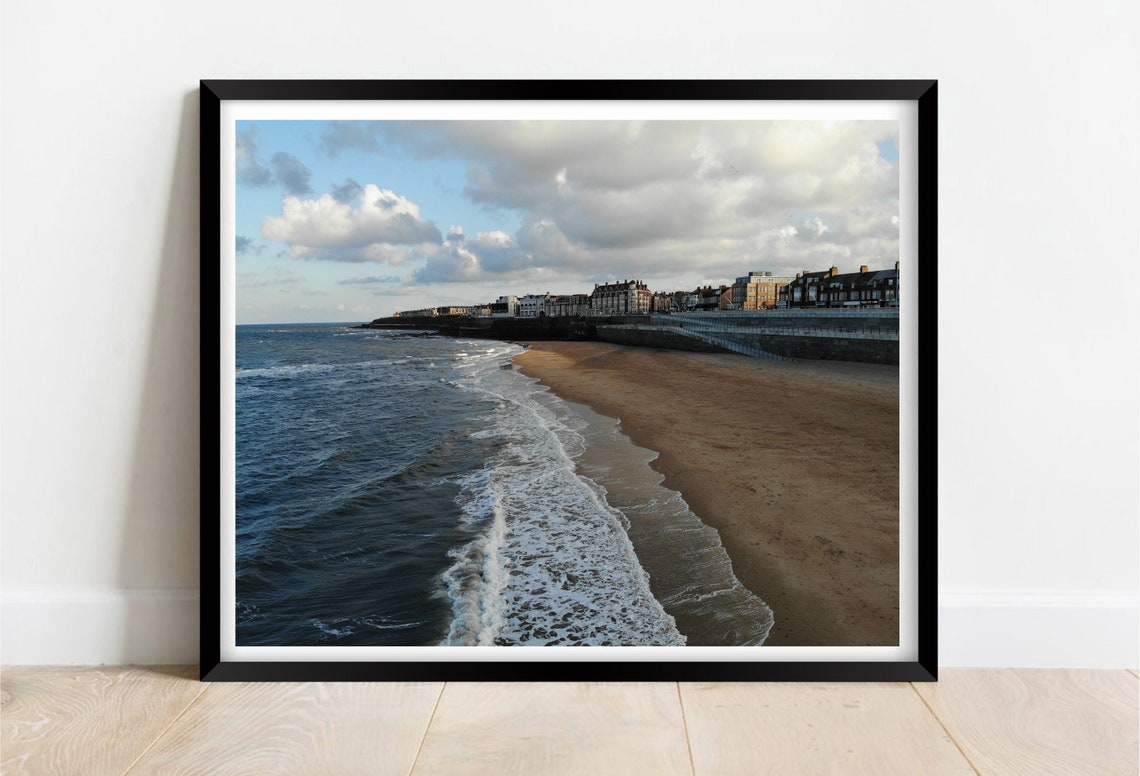 Whitley Bay North Tyneside Beach Waves Rolling Onto Sandy Shore Poster