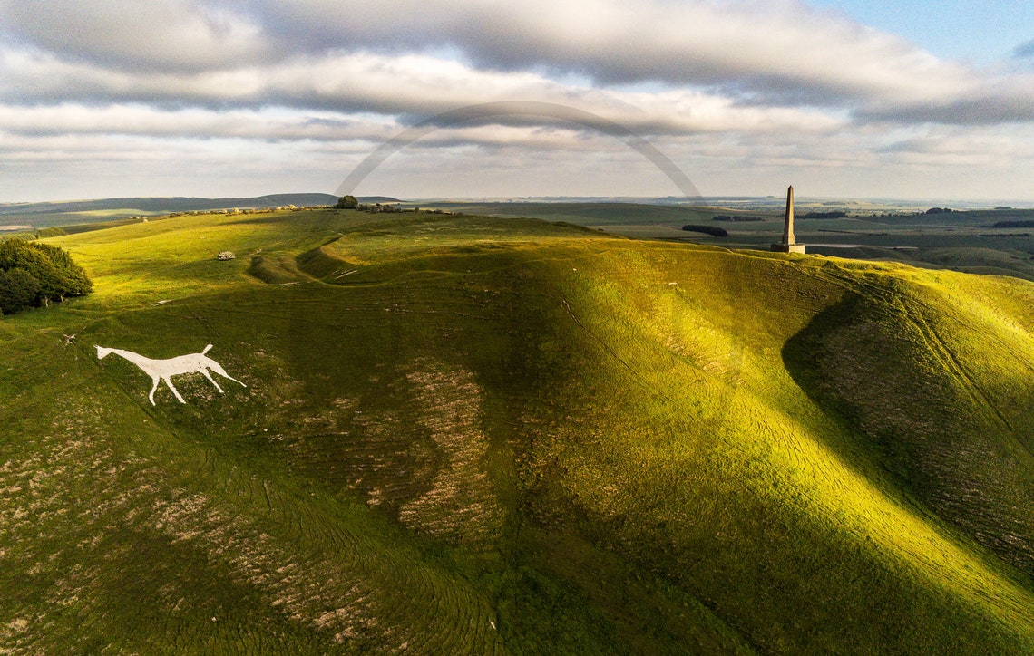 Cherhill White Horse Wiltshire Chalk Hill Aerial View Poster - Image 3