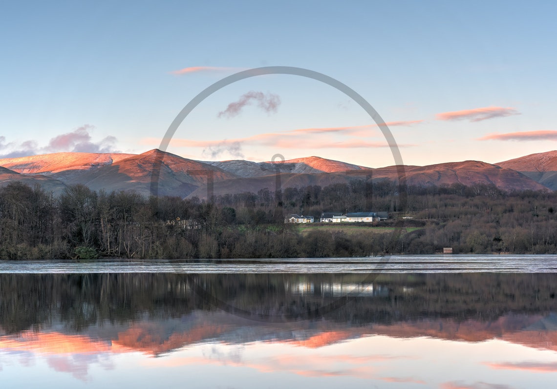 Snow Dusted Mountains Reflected in a Still Lake at Sunrise Poster - Image 3