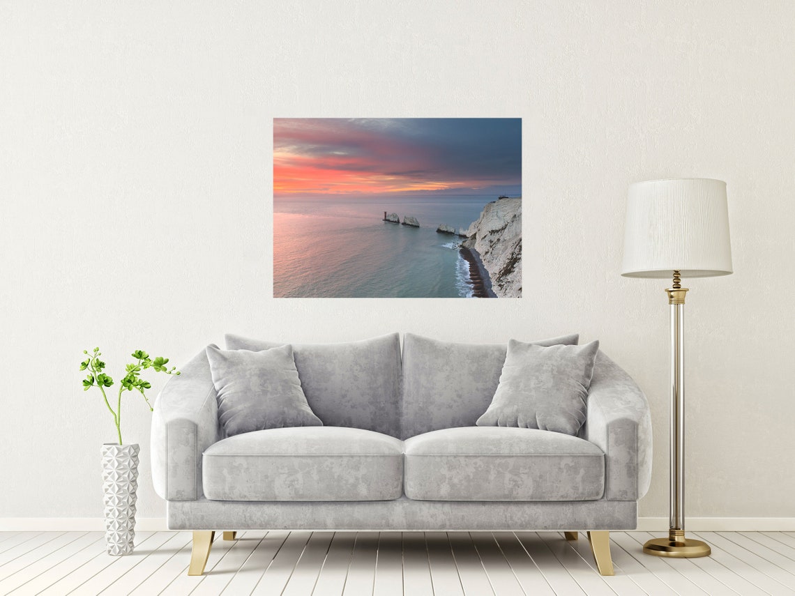 The Needles Chalk Stacks And Lighthouse Sunset Isle Of Wight Poster - Image 2