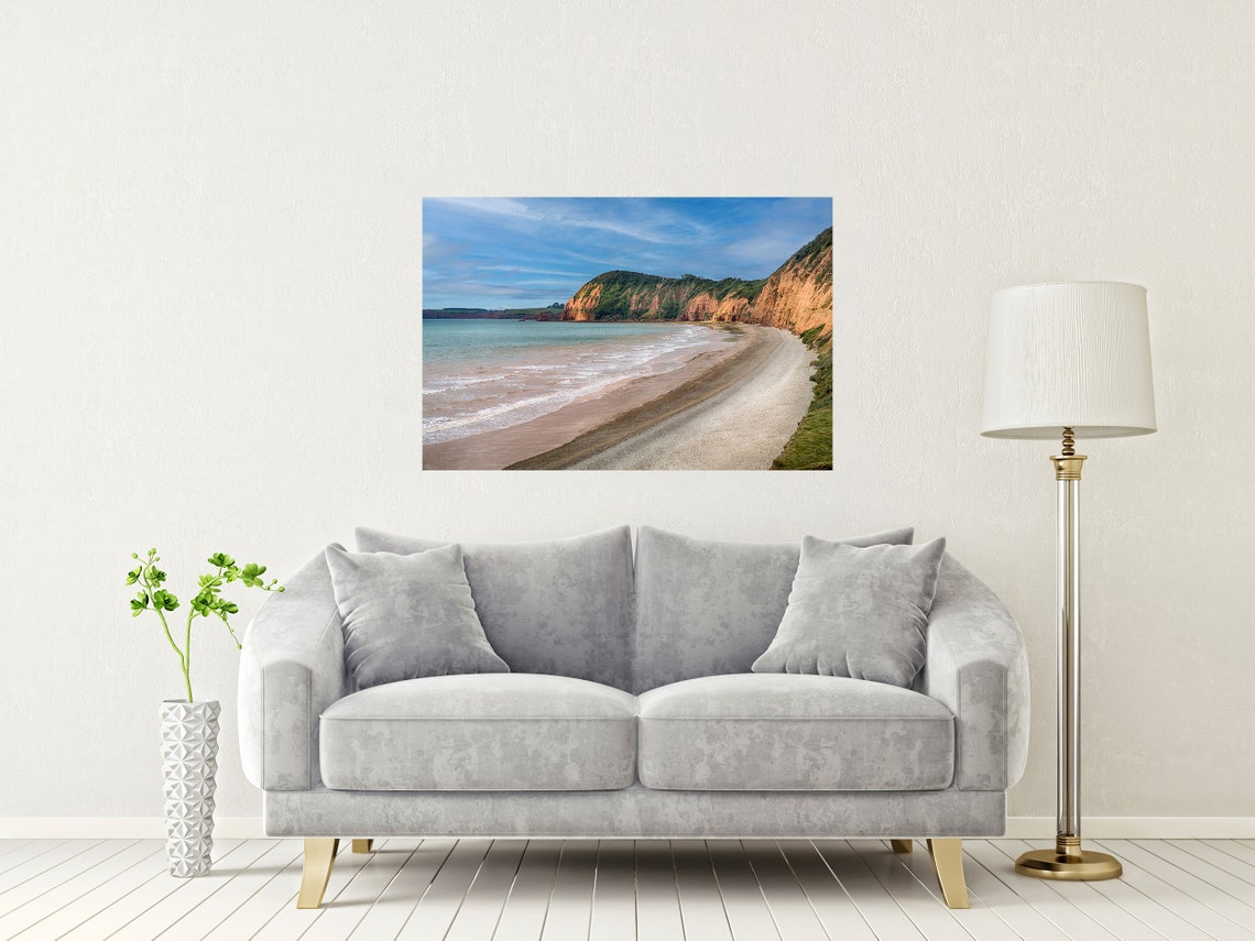 Jacobs Ladder Beach Devon Red Cliffs And Long Shoreline Poster - Image 2