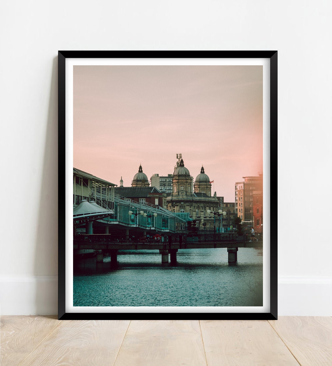 Kingston Upon Hull Yorkshire Waterfront Sunset Domes Glow Poster