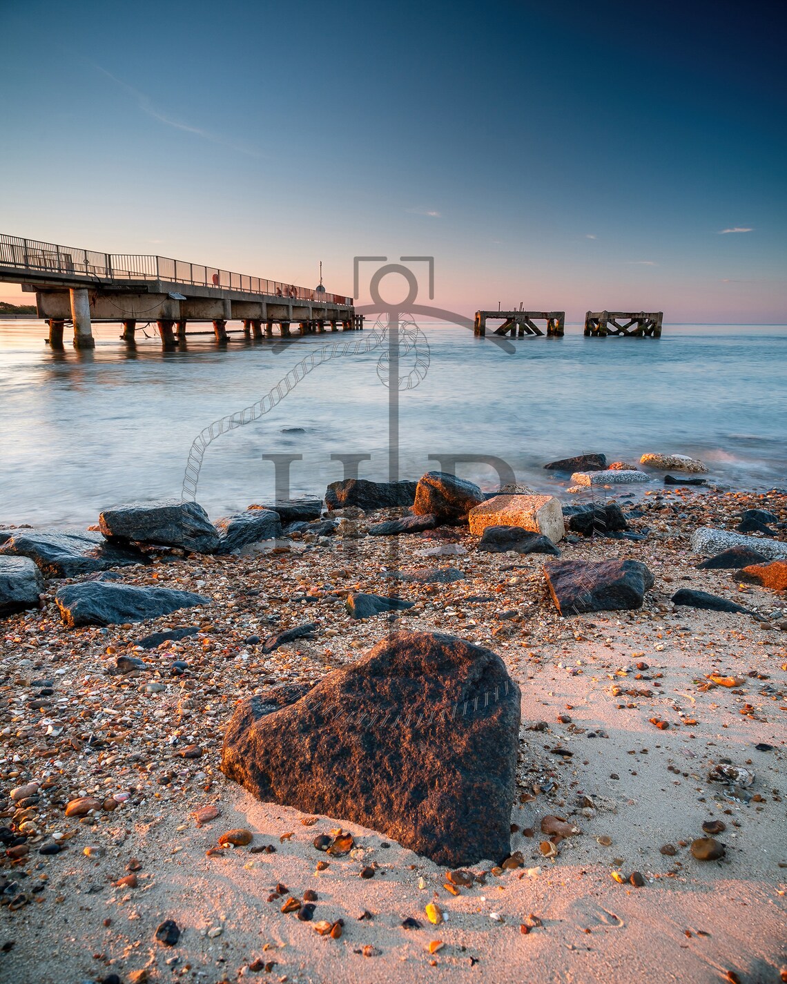 Eastney Pier Southsea Sunrise Rocky Shore Golden Light Poster - Image 3