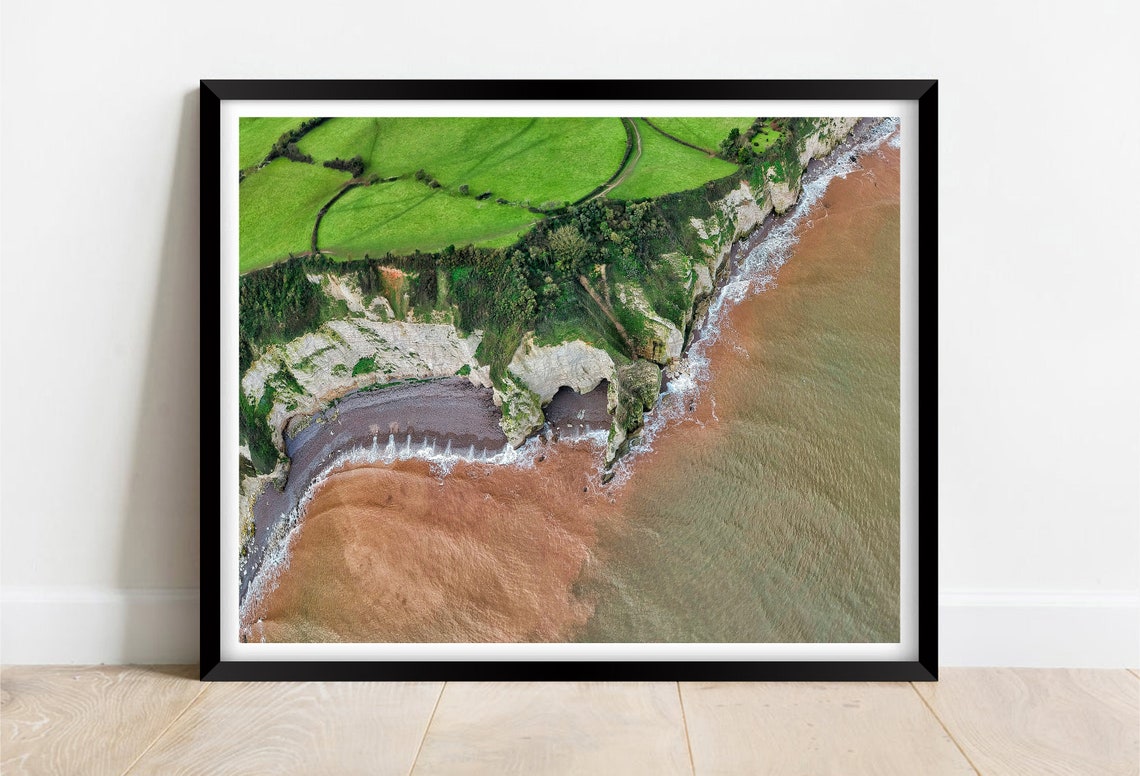 Beer Devon From Above Aerial View Of Cliffs And Farmland Poster