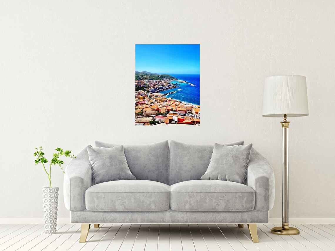Castelsardo Sardinia Colorful Coastal Town Over the Sea Poster - Image 2