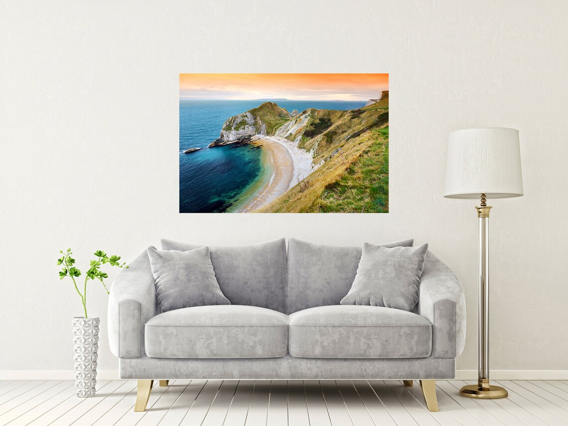 Man O War Cove Dorset Jurassic Sunset Rock Arch Limestone Bay Poster - Image 2