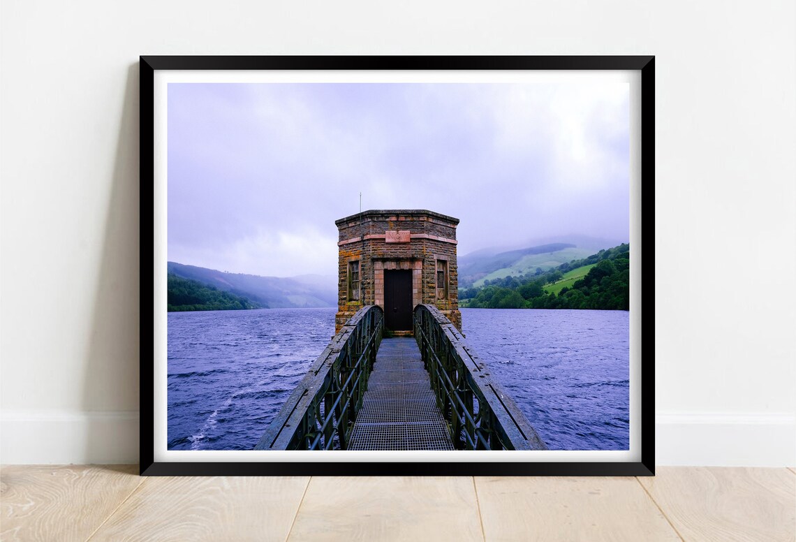 Talybont On Usk Reservoir Brecon Beacons Wales Misty Tower Poster