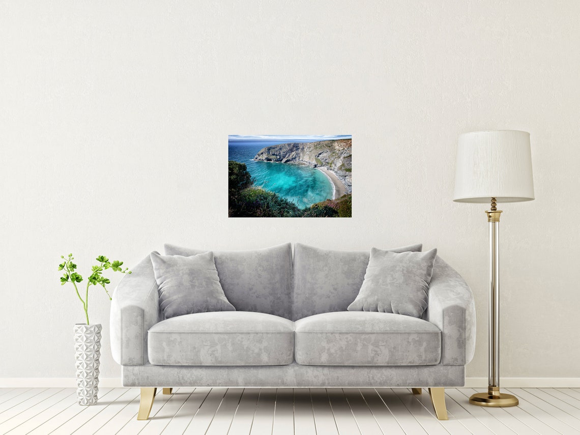 Portreath Cornwall Turquoise Cove Hidden Between Rugged Cliffs Poster - Image 2