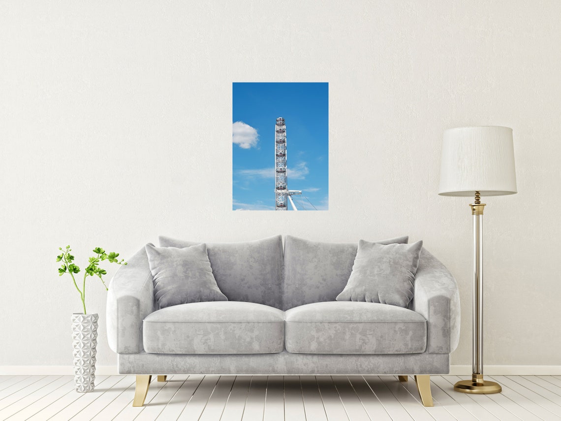 London Eye Ferris Wheel On The River Thames Bright Blue Sky Poster - Image 2