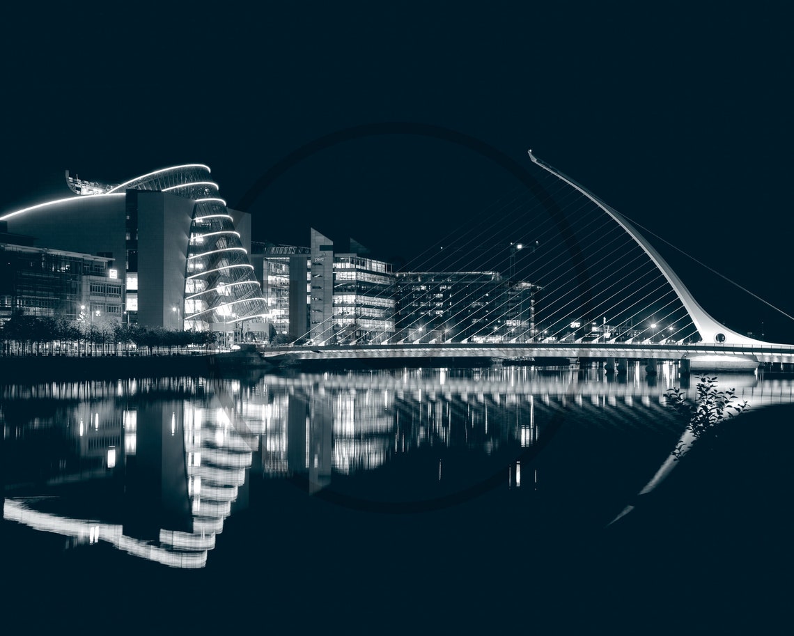 Samuel Beckett Bridge Dublin Night Lights River Reflections Poster - Image 3