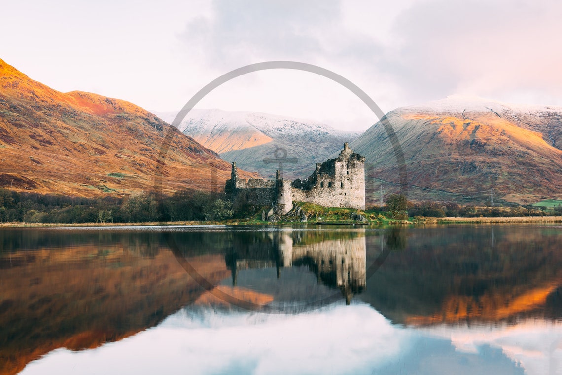 Kilchurn Castle Loch Awe Scotland Mountain Reflection Poster - Image 3
