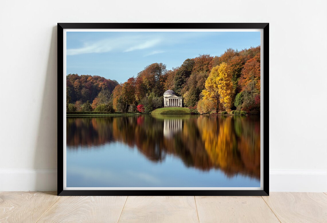 Stourhead Reflections in Autumn, Wiltshire Art Print