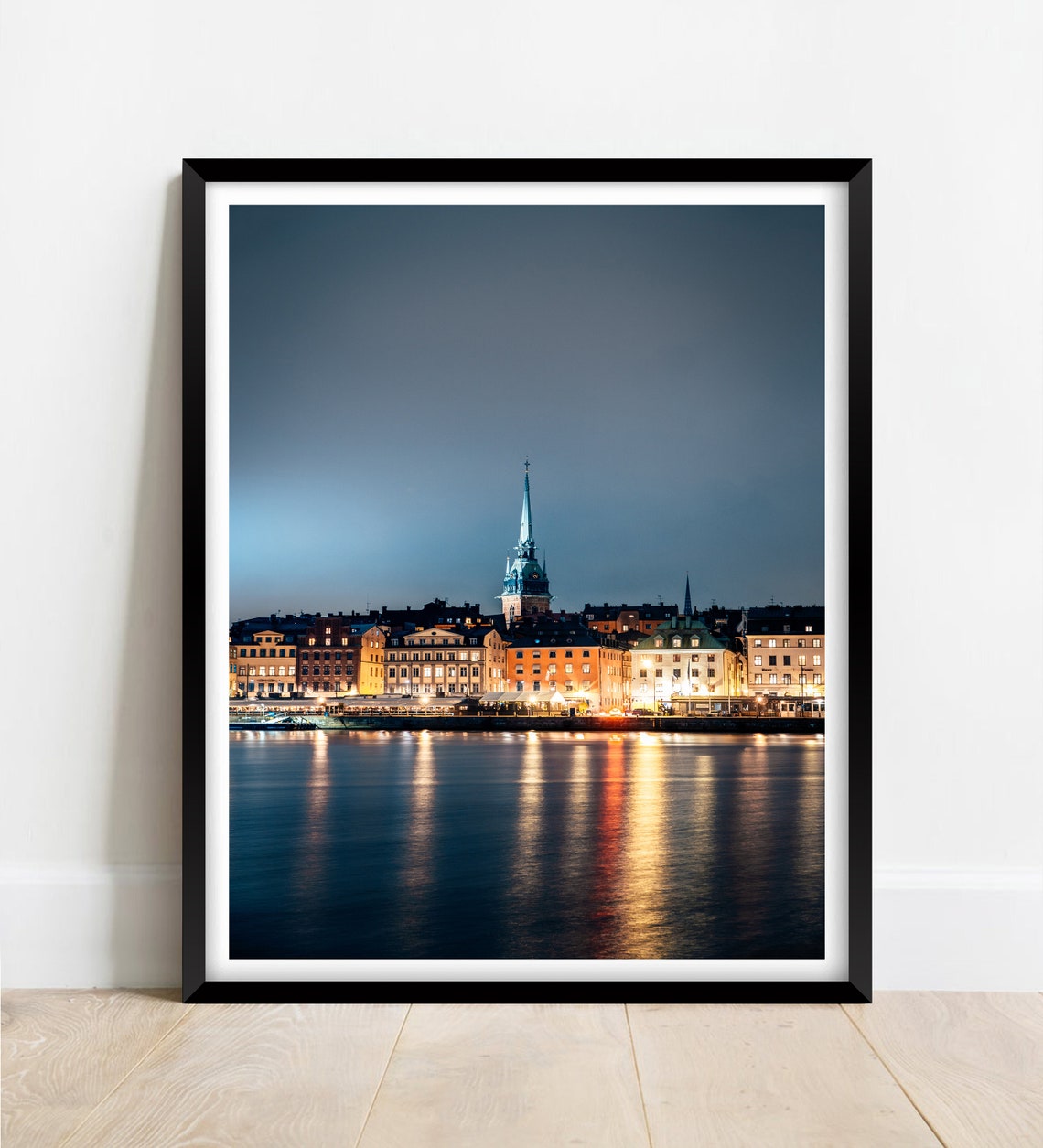 Stockholm Sweden Night Gamla Stan Old Town Waterfront Poster