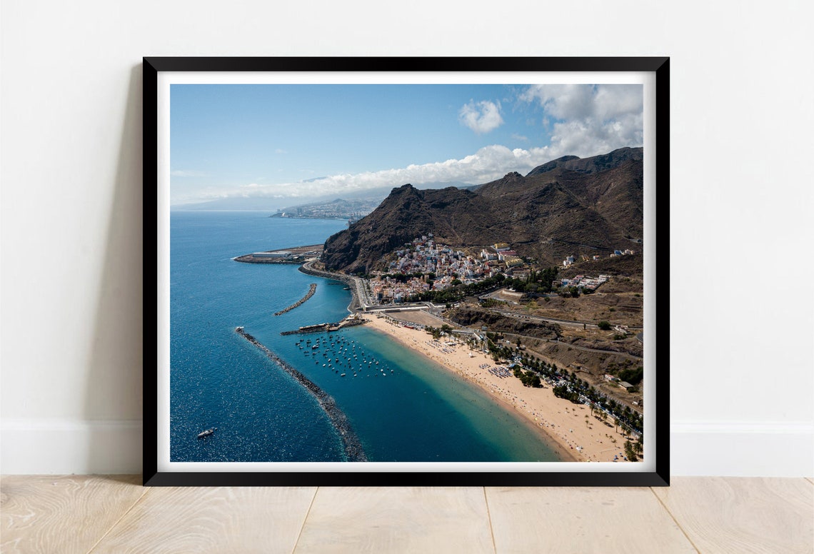 Tenerife San Andres Beach Aerial View with Breakwater Bay Poster