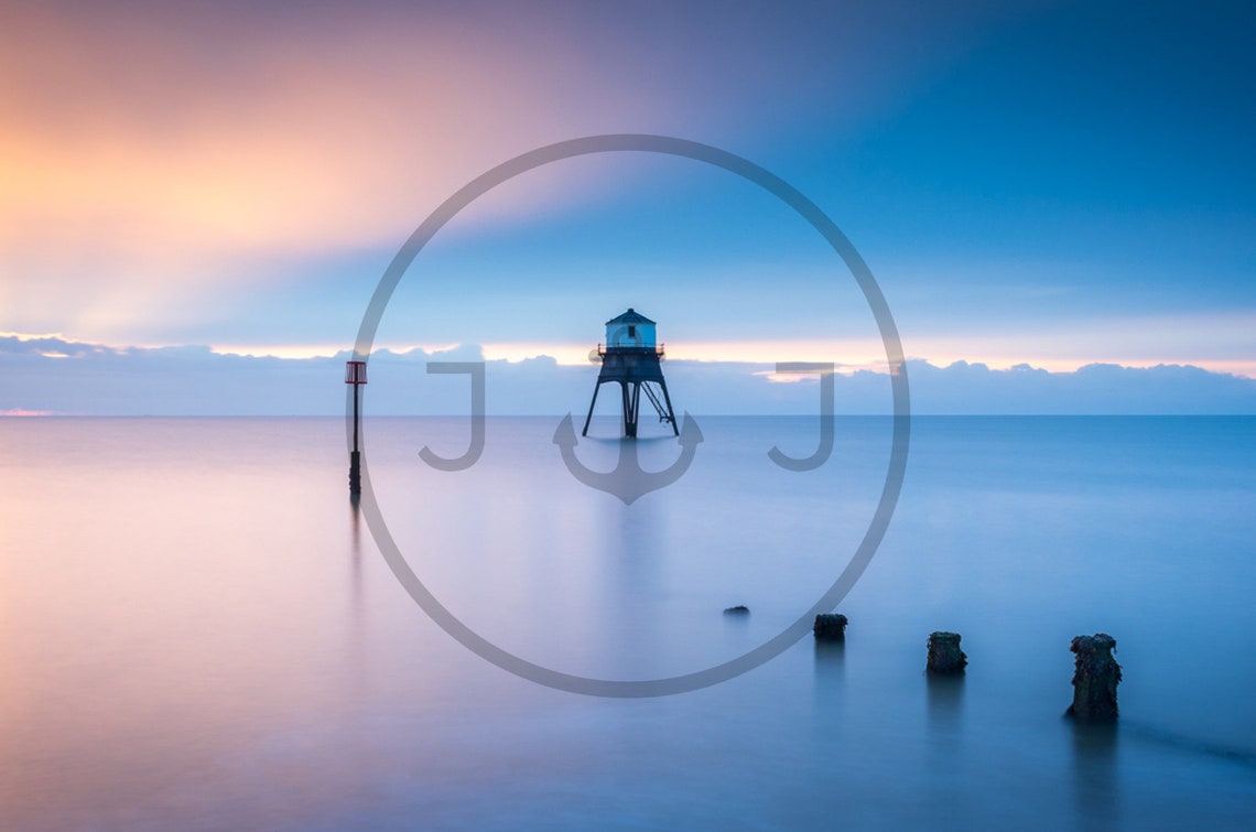 Dovercourt Beach Harwich Essex Lighthouse Dusk Still Sea Poster - Image 3