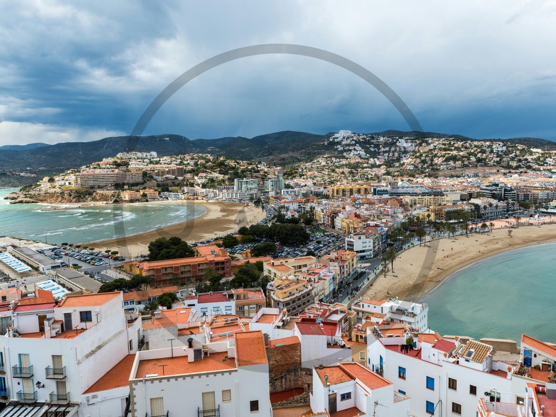 Mediterranean Old Town Between Two Beaches Terracotta Roofs Poster - Image 3