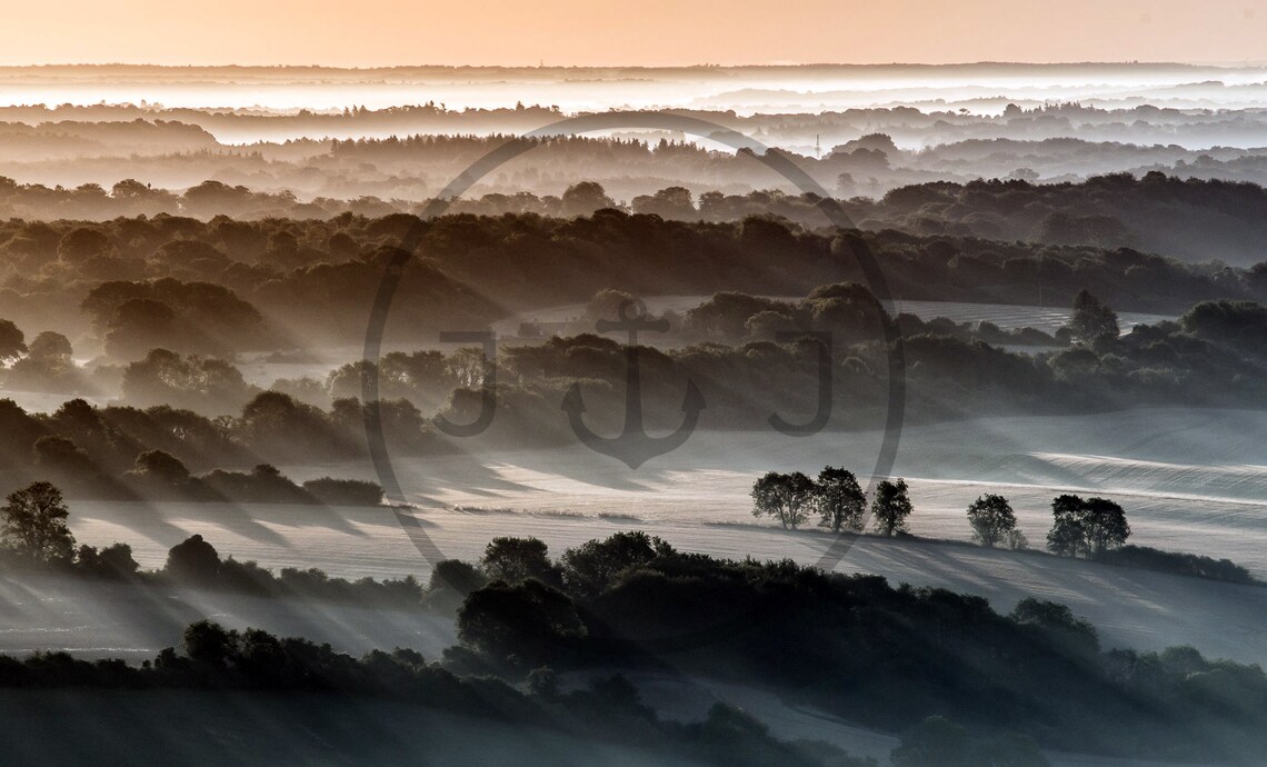Vale of Pewsey Sunrise Misty Layers Golden Dawn Wiltshire Poster - Image 3