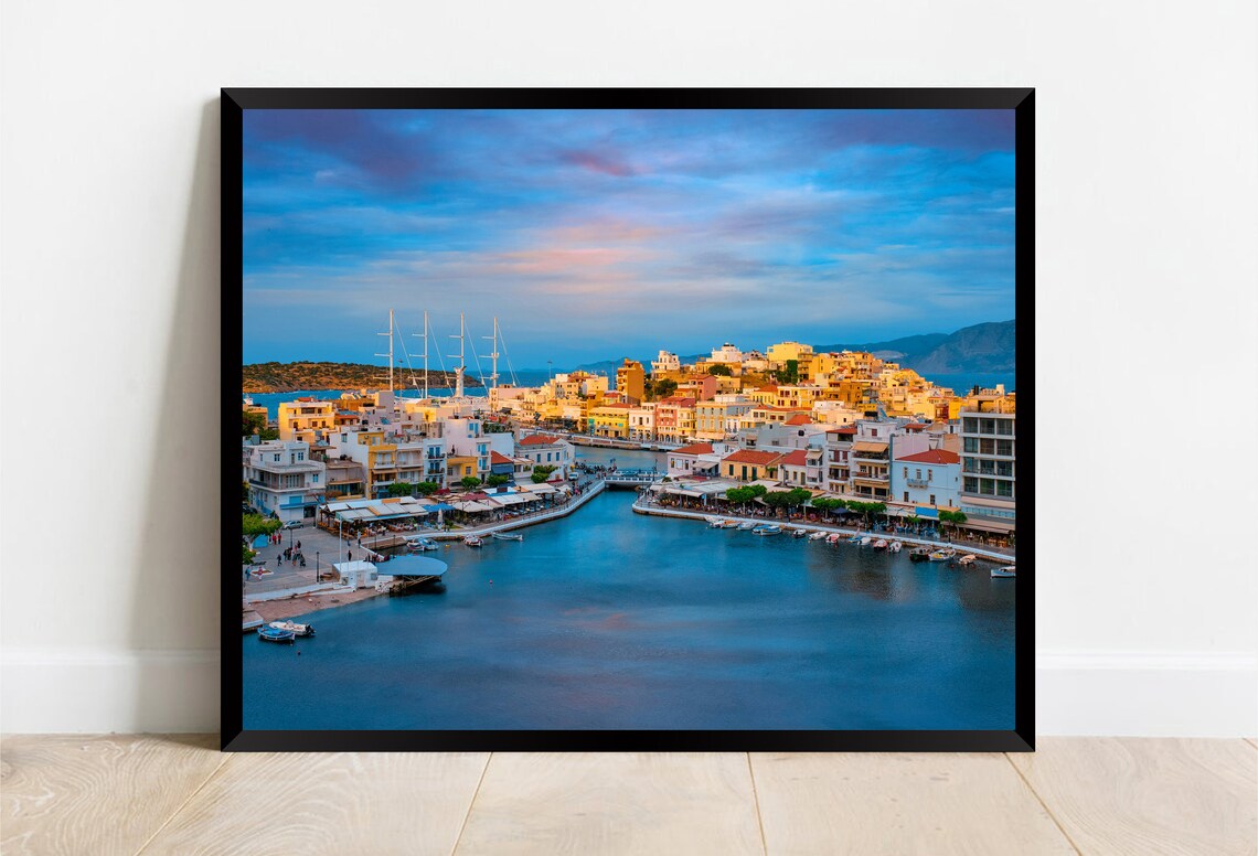 Coastal Harbor Town at Dusk Pastel Sky Tall Sailing Ships Poster - Image 2