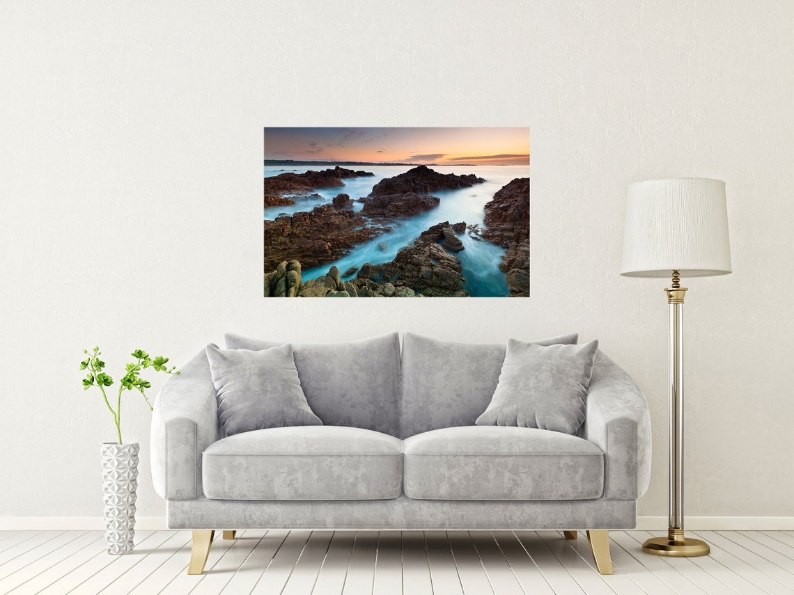 Vazon Bay Guernsey Granite Rocks Sunset Long Exposure Poster - Image 2