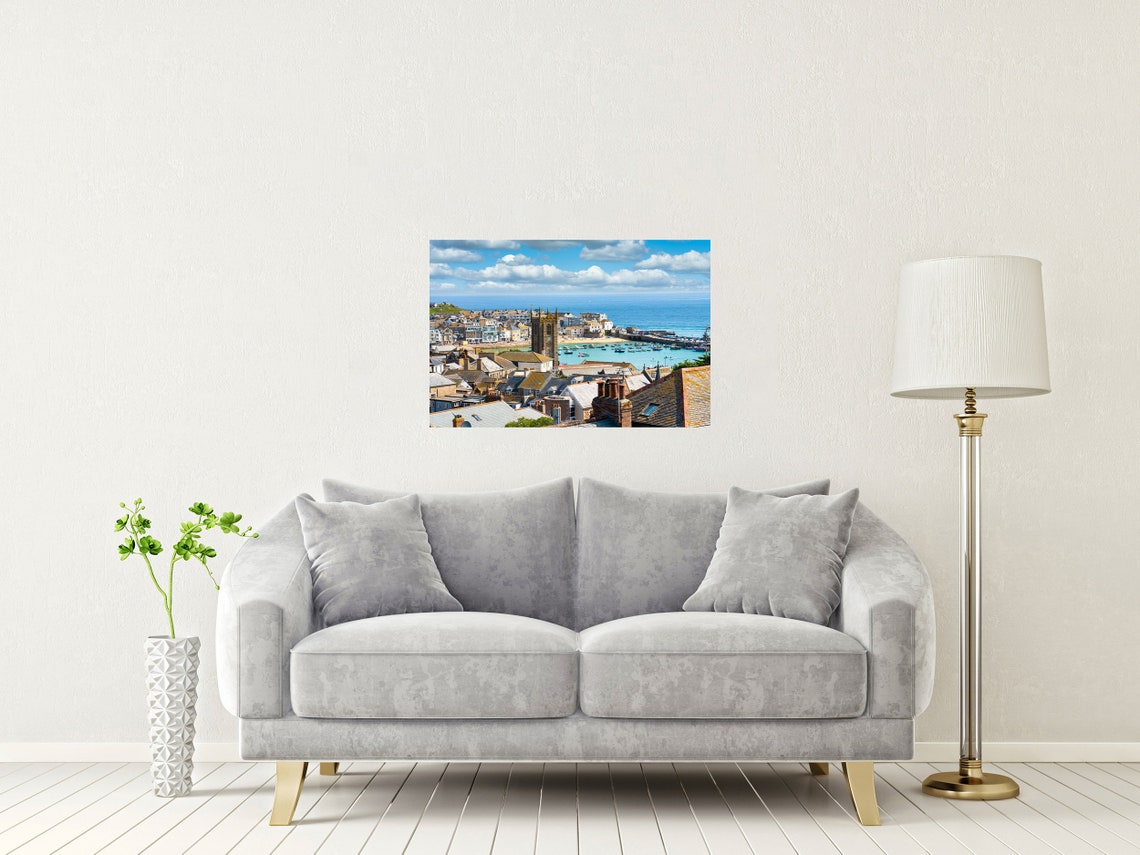 St Ives Cornwall Summer Harbour Church Tower Sunny Seaside Poster - Image 2