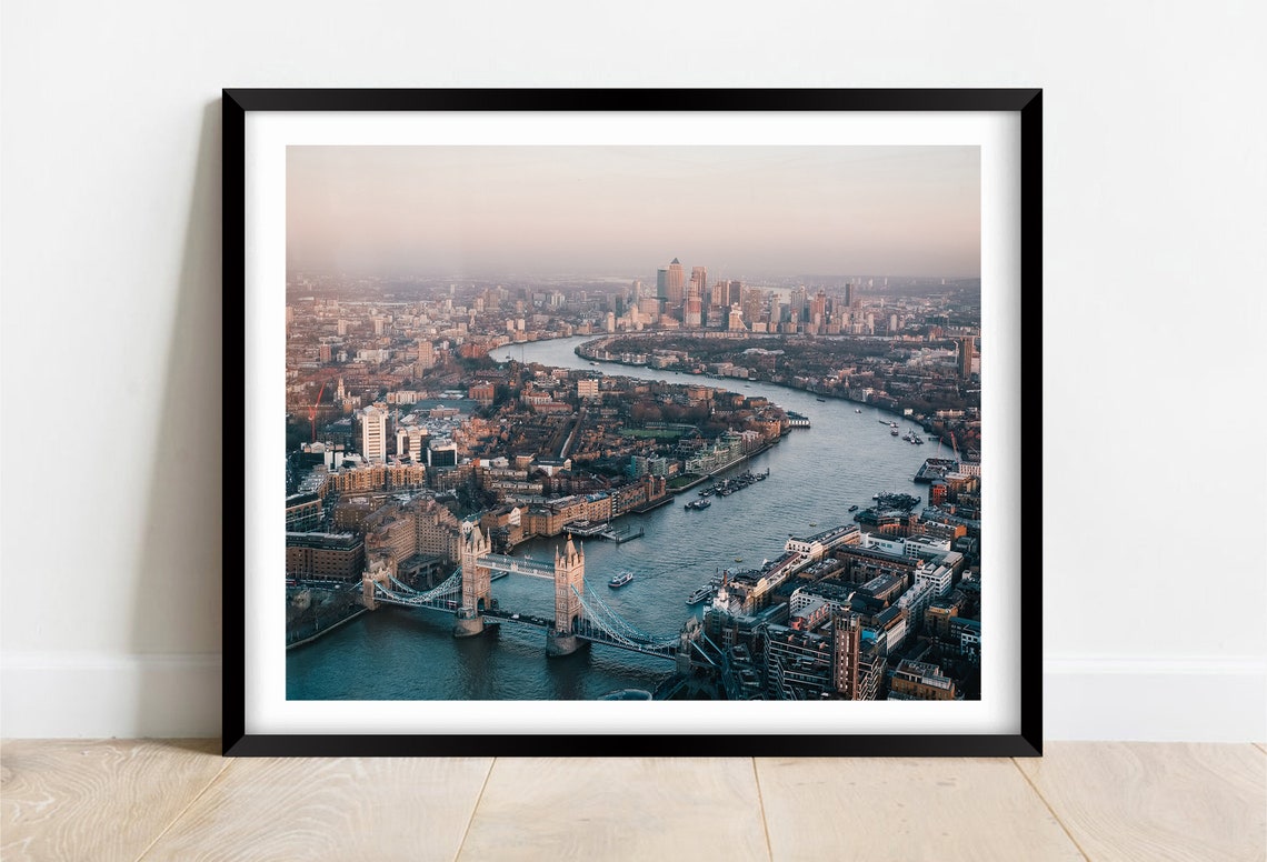 Tower Bridge London River Thames Aerial City Sunset Skyline Poster