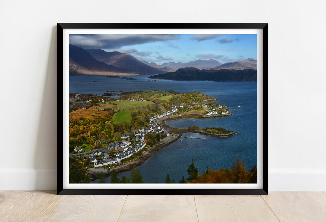 Loch Carron Scotland Village On The Shore With Mountains Poster