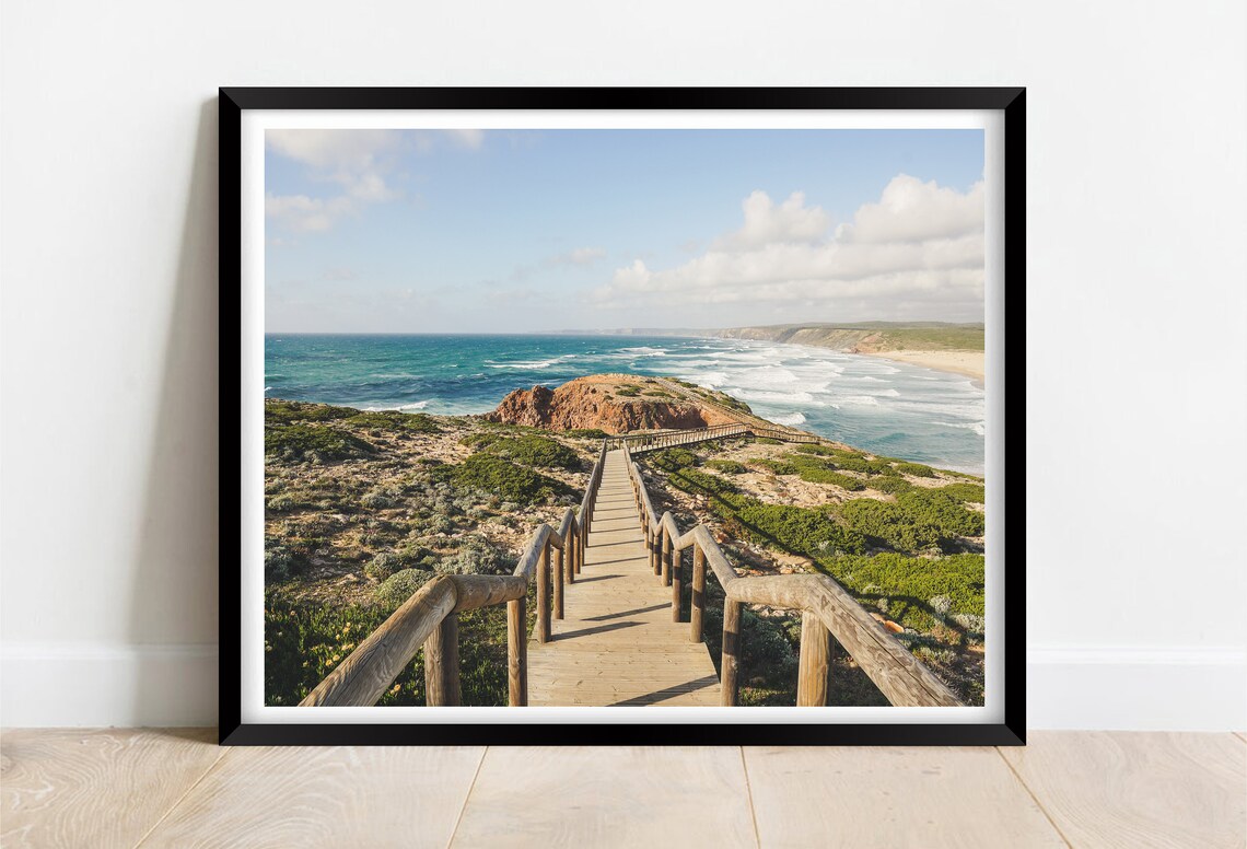 Bordeira Beach Algarve Wooden Boardwalk Down to the Sea Poster