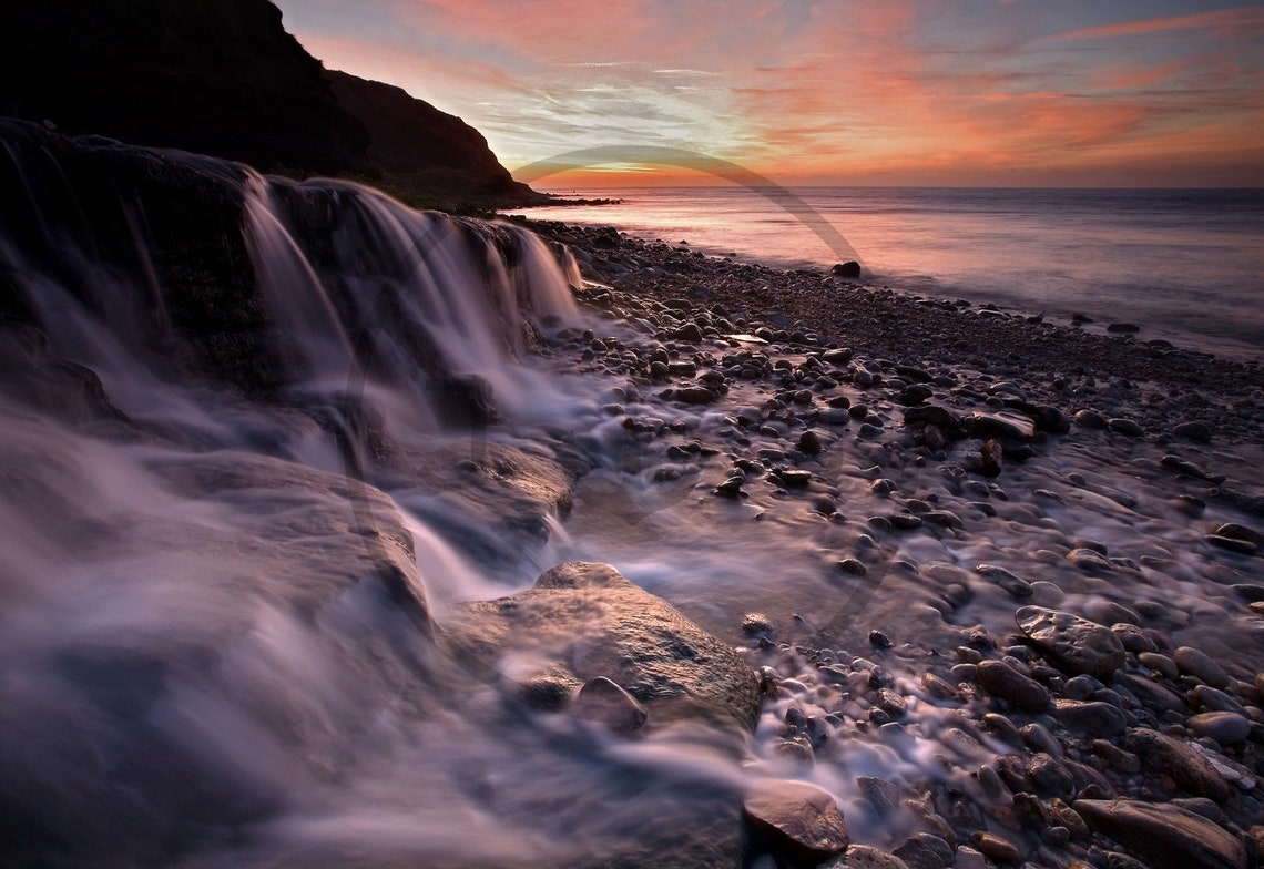 Osmington Bay Jurassic Coast Dorset Sunset Waterfall Shore Poster - Image 3