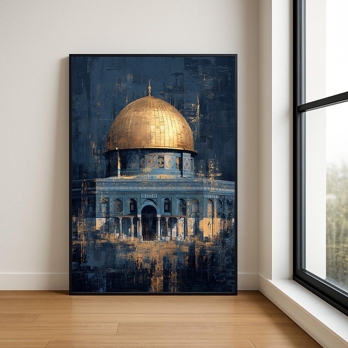 Dome Of The Rock Jerusalem Golden Night Textured Abstract Poster
