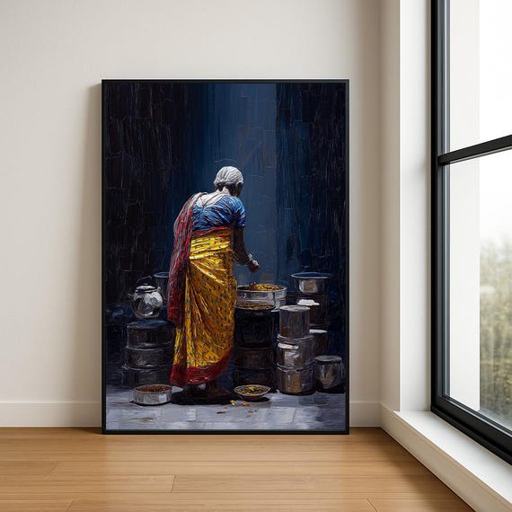 High Resolution Working Woman Oil Painting