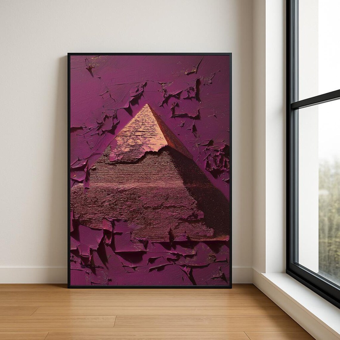 Great Pyramid of Giza Egypt Magenta Impasto Painting Art Poster